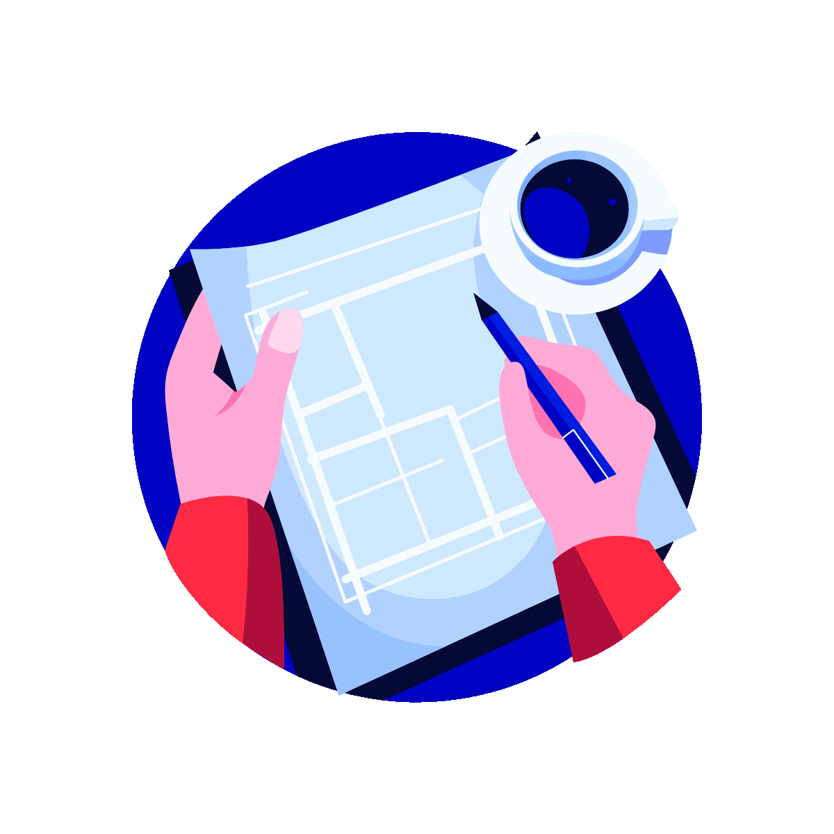 Drafting Flat Animated Illustration Design