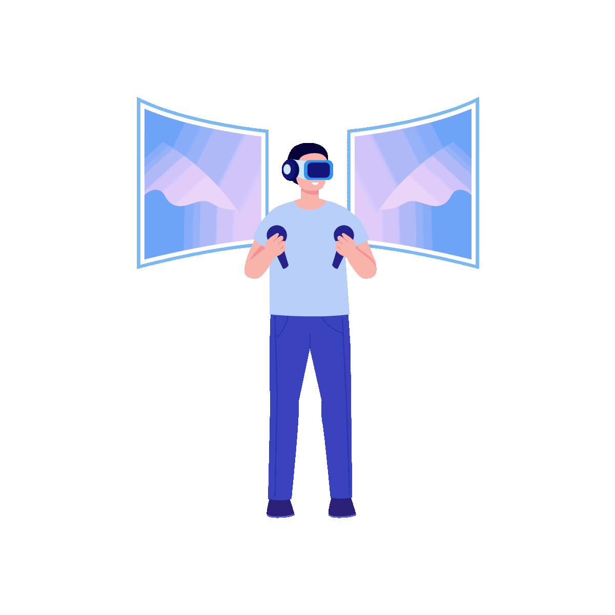 Virtual Reality Flat Animated Illustration