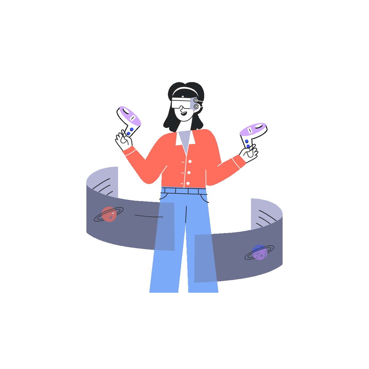 Linear Animated VR Person Illustration