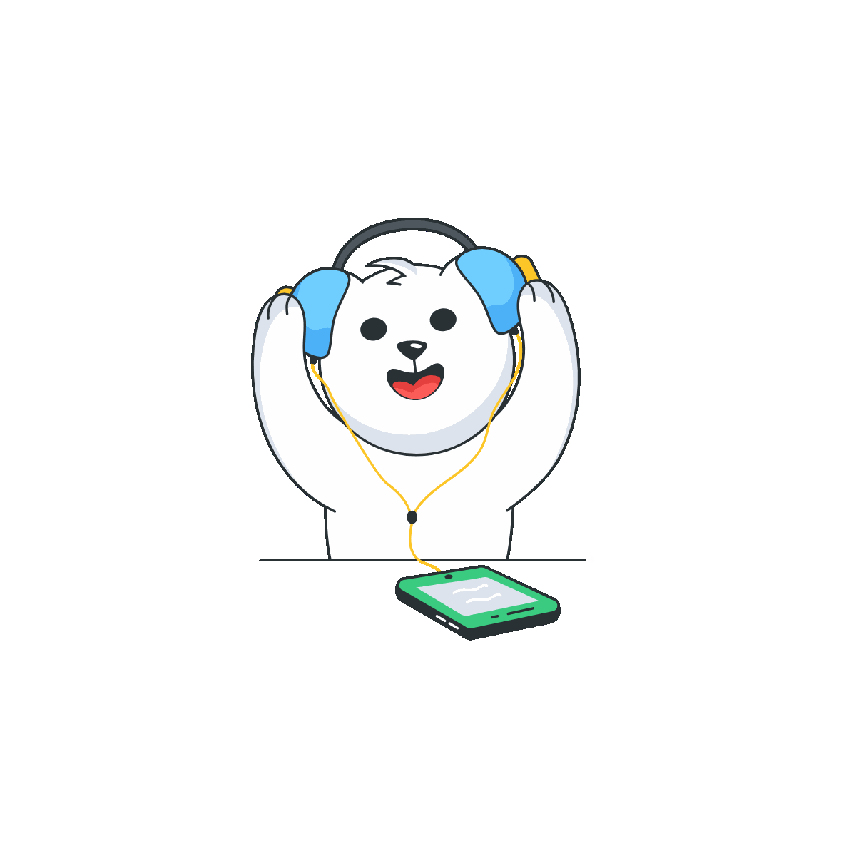Animated doodle sticker of listening music