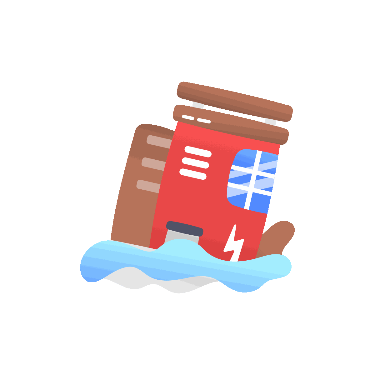 Animated City Flood Icon in Flat Style