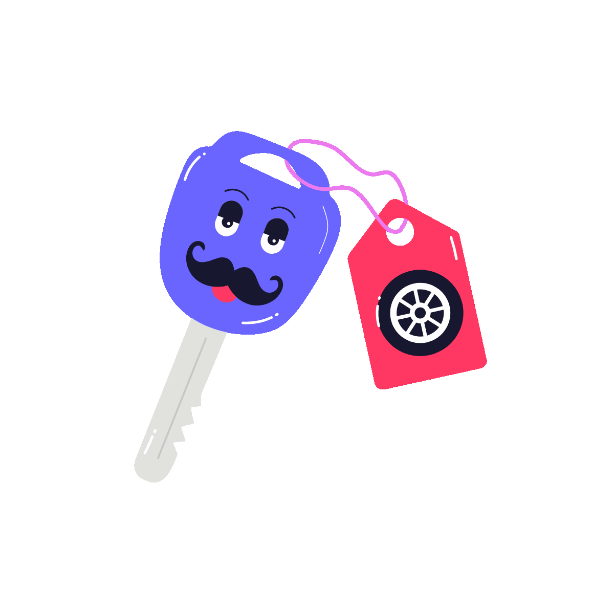 Car Key Animated Flat Sticker Design