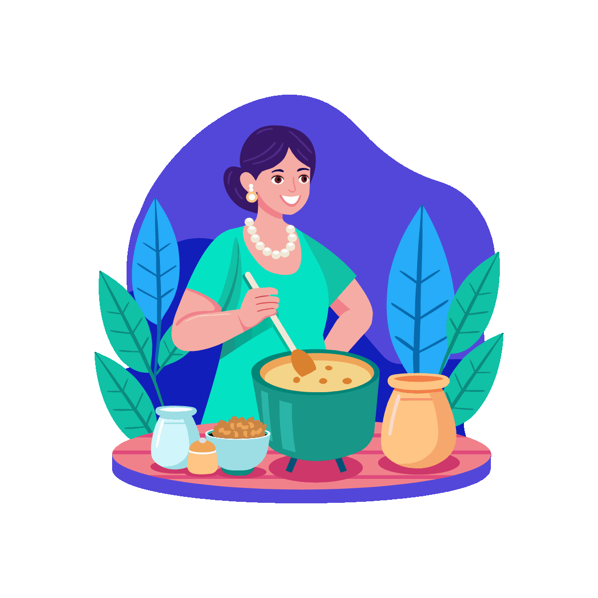 Woman Cooking Food Flat Animated Design