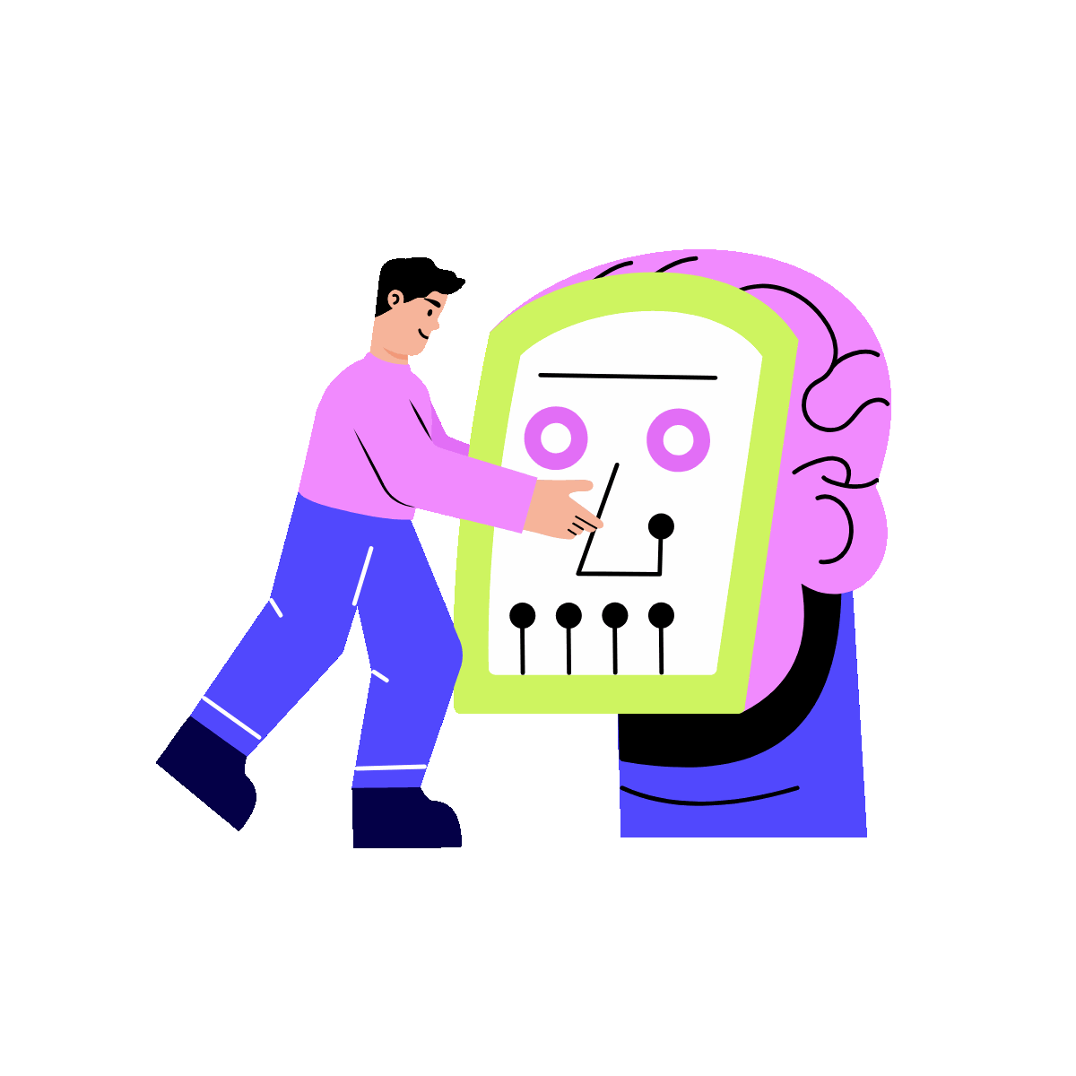 Robot Engineer Flat Animated Illustration