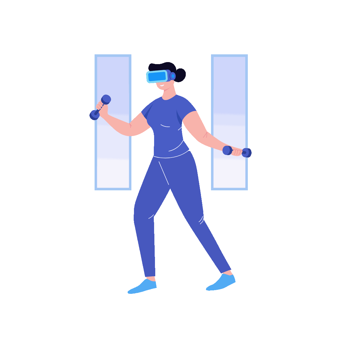 VR Workout Flat Animated Illustration Design