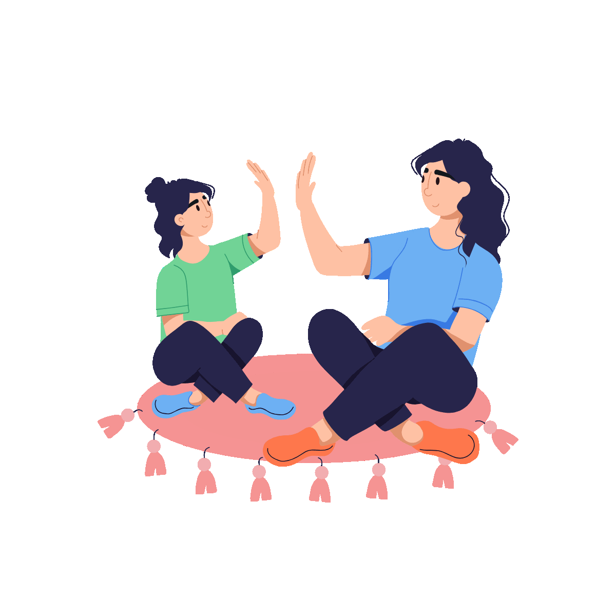 Trendy Flat Animated High Five Illustration