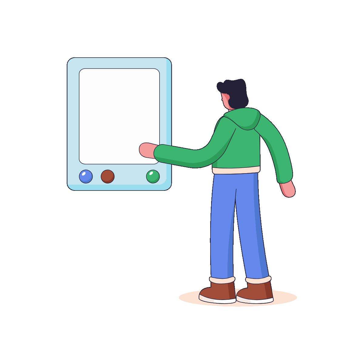 Flat Animated AI Tutor Learning Scene