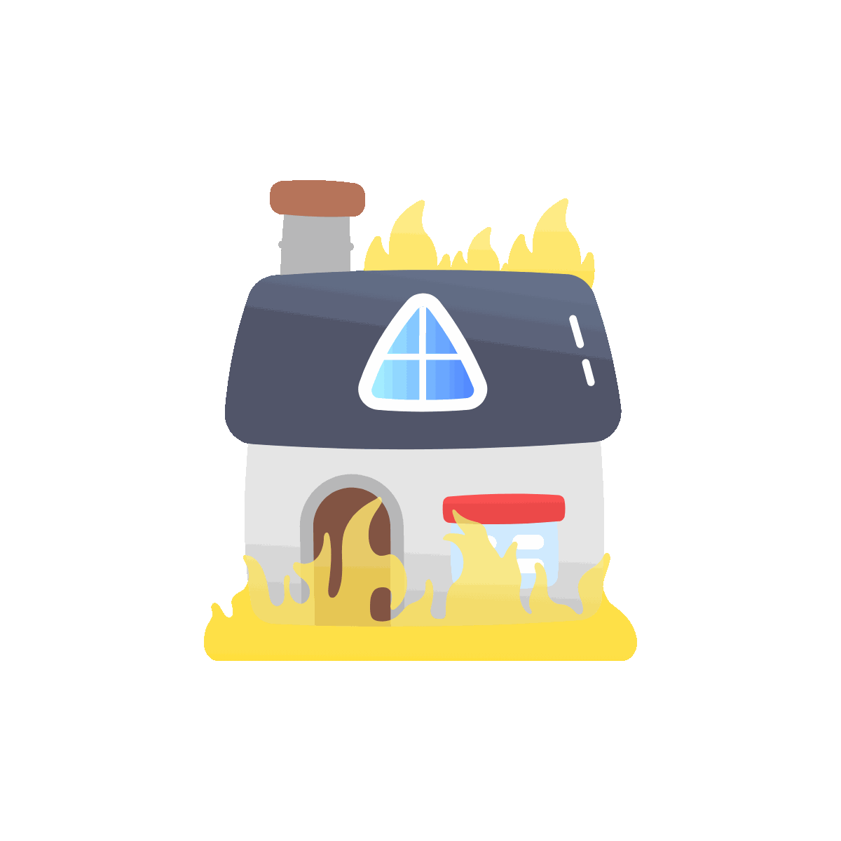 Animated House Fire Icon in Flat Style