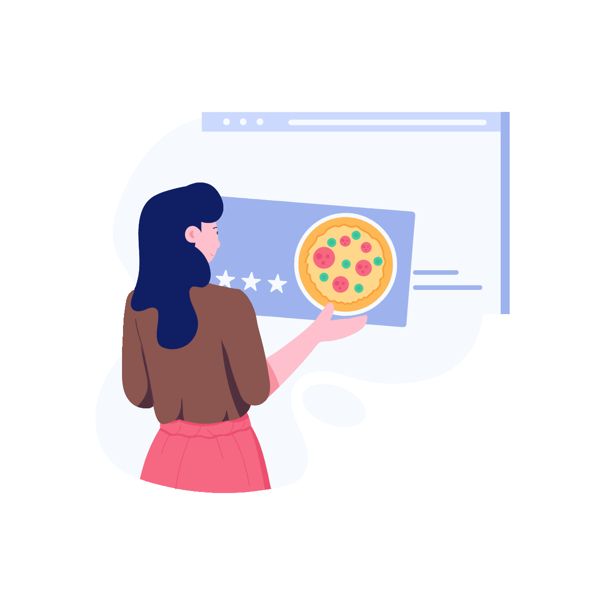 Flat Online Restaurant Feedback Illustration