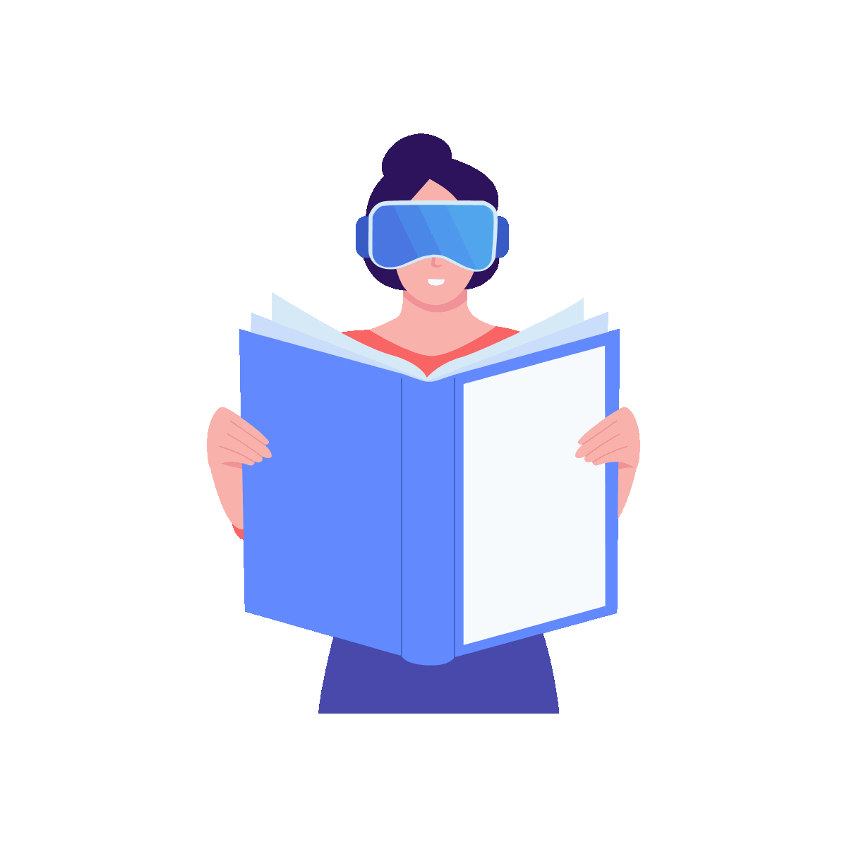 VR Reading Flat Animated Illustration Design
