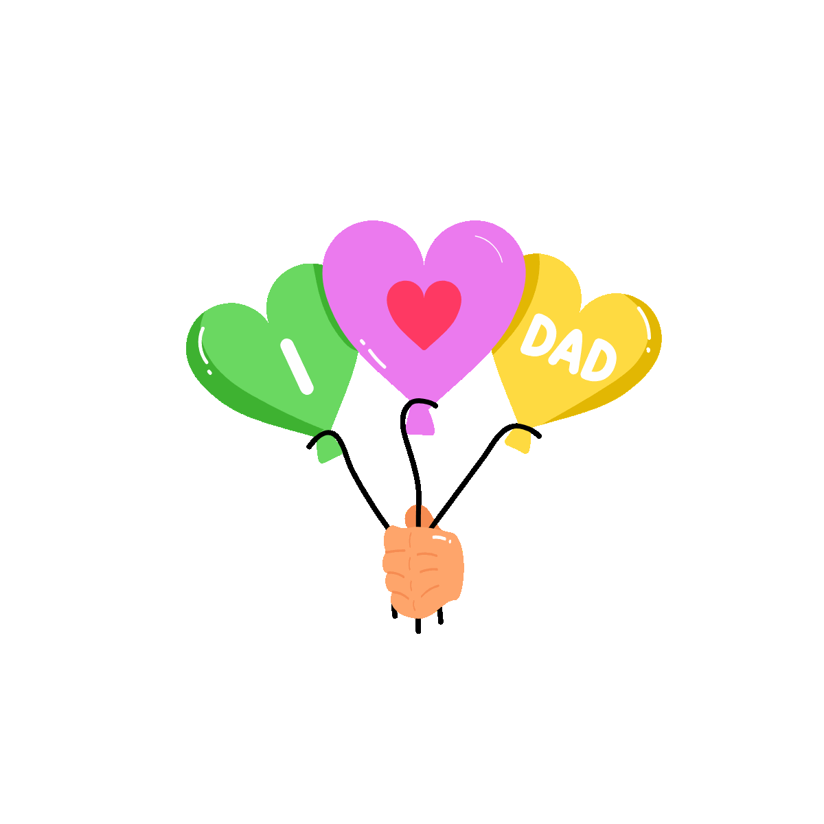 Heart Balloons Animated Flat Sticker