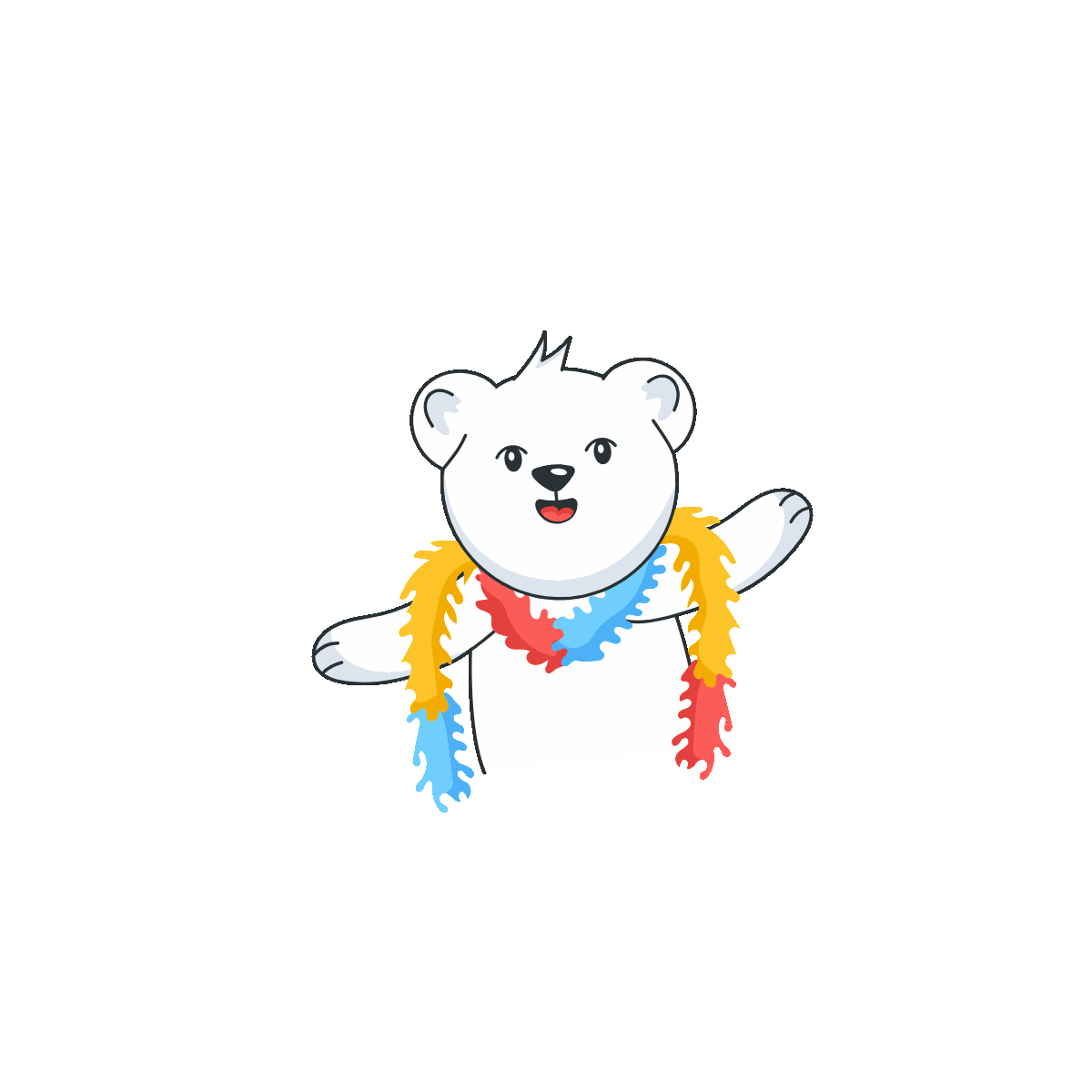 Animated doodle sticker of fun bear