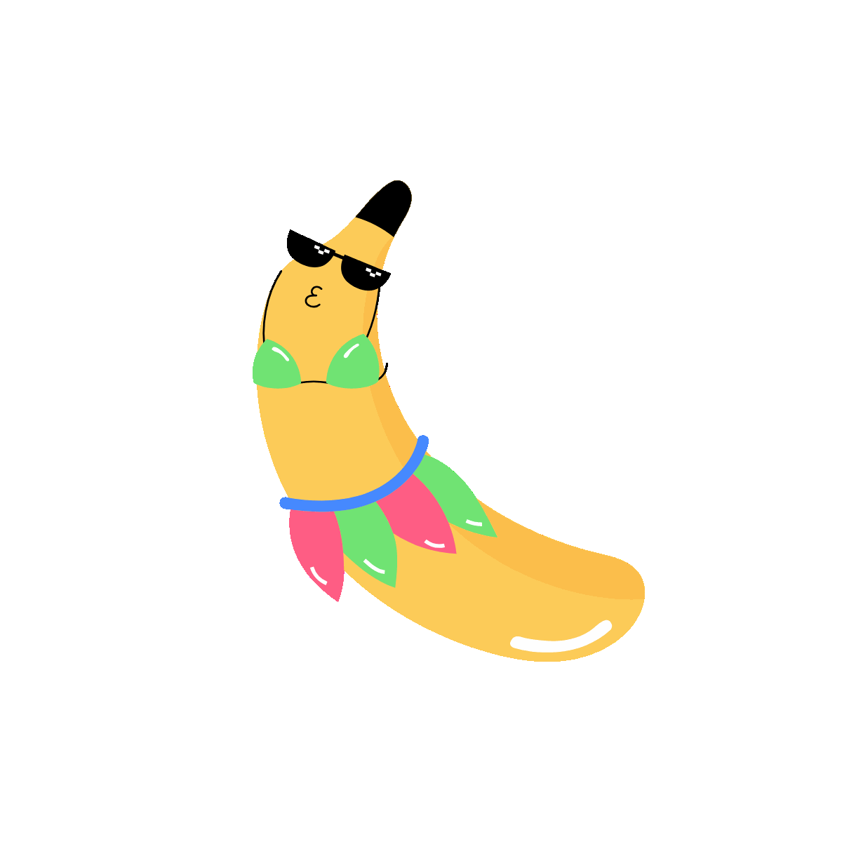 Cute Banana Animated Flat Sticker