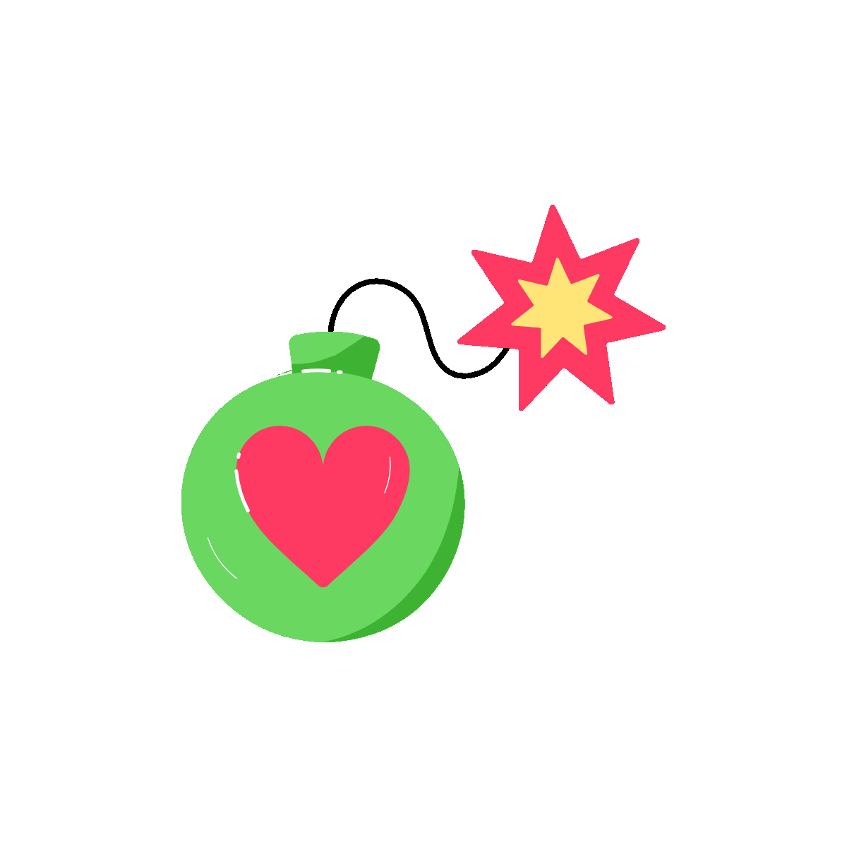Love Bomb Animated Flat Sticker Design