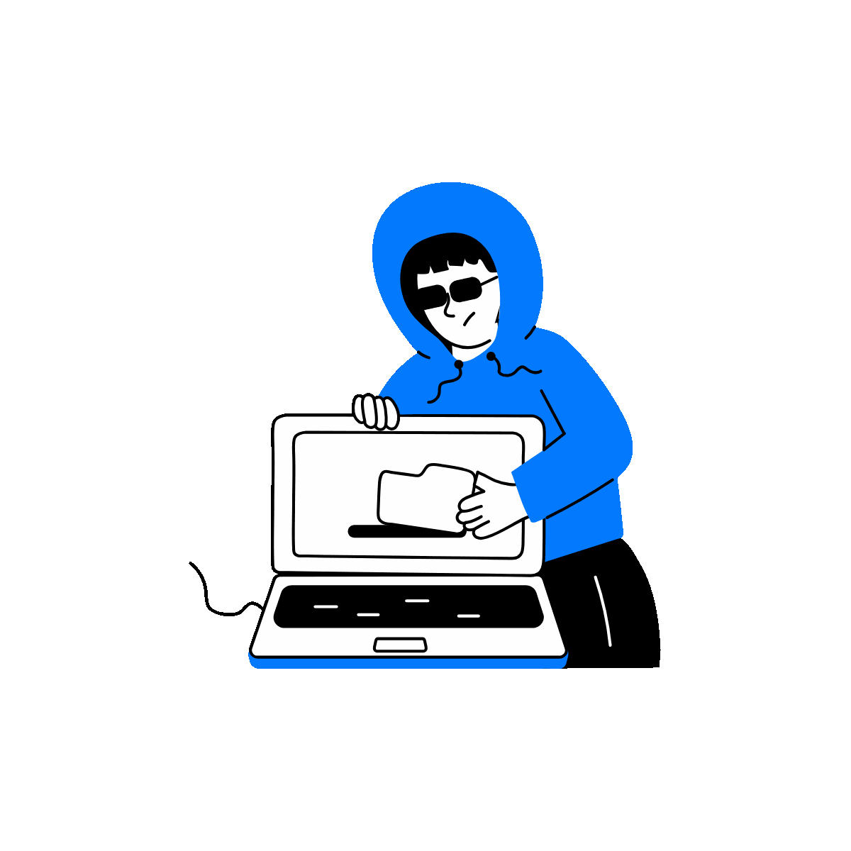 Data Hacker Doodle Animated Illustration