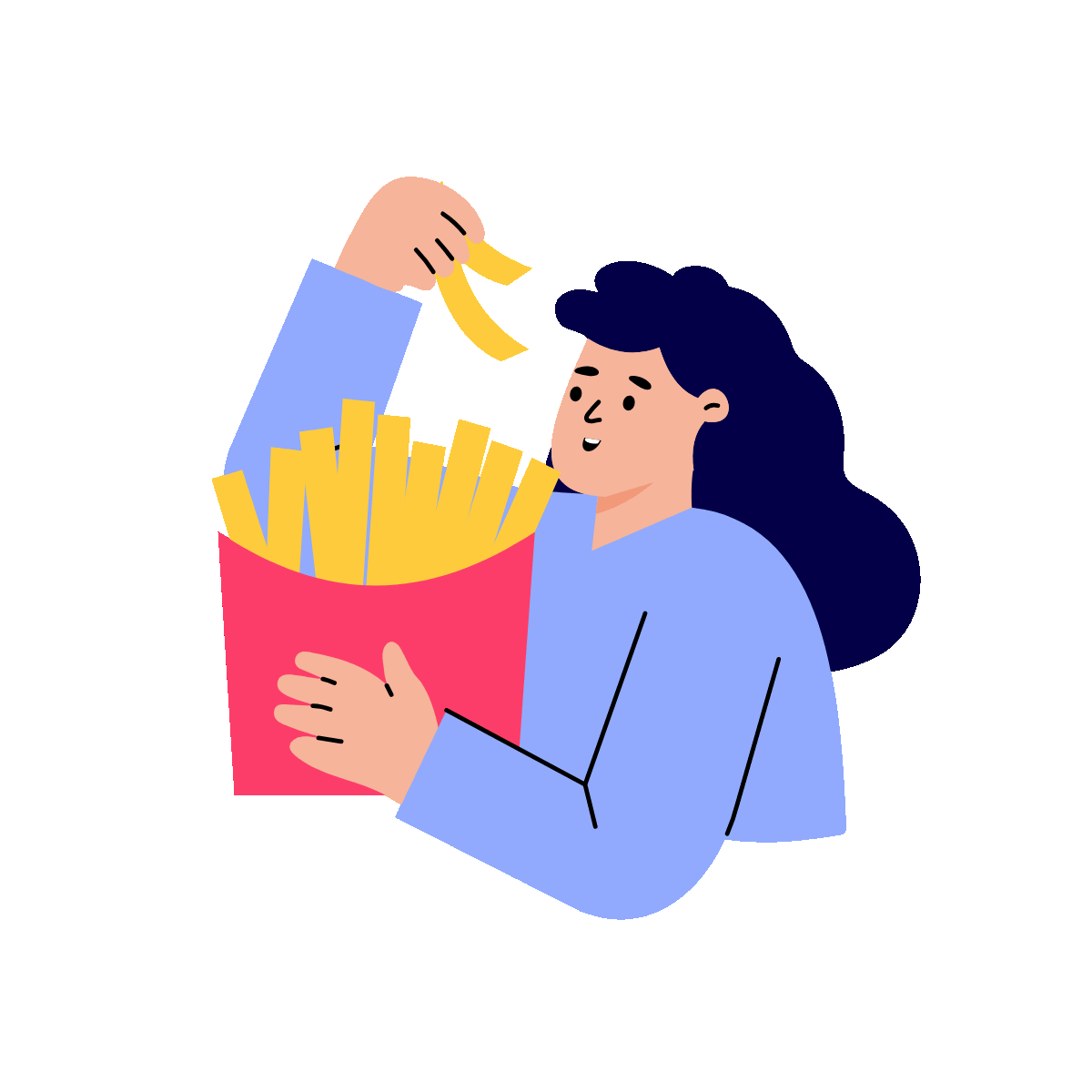 Eating Fries Flat Animated Illustration
