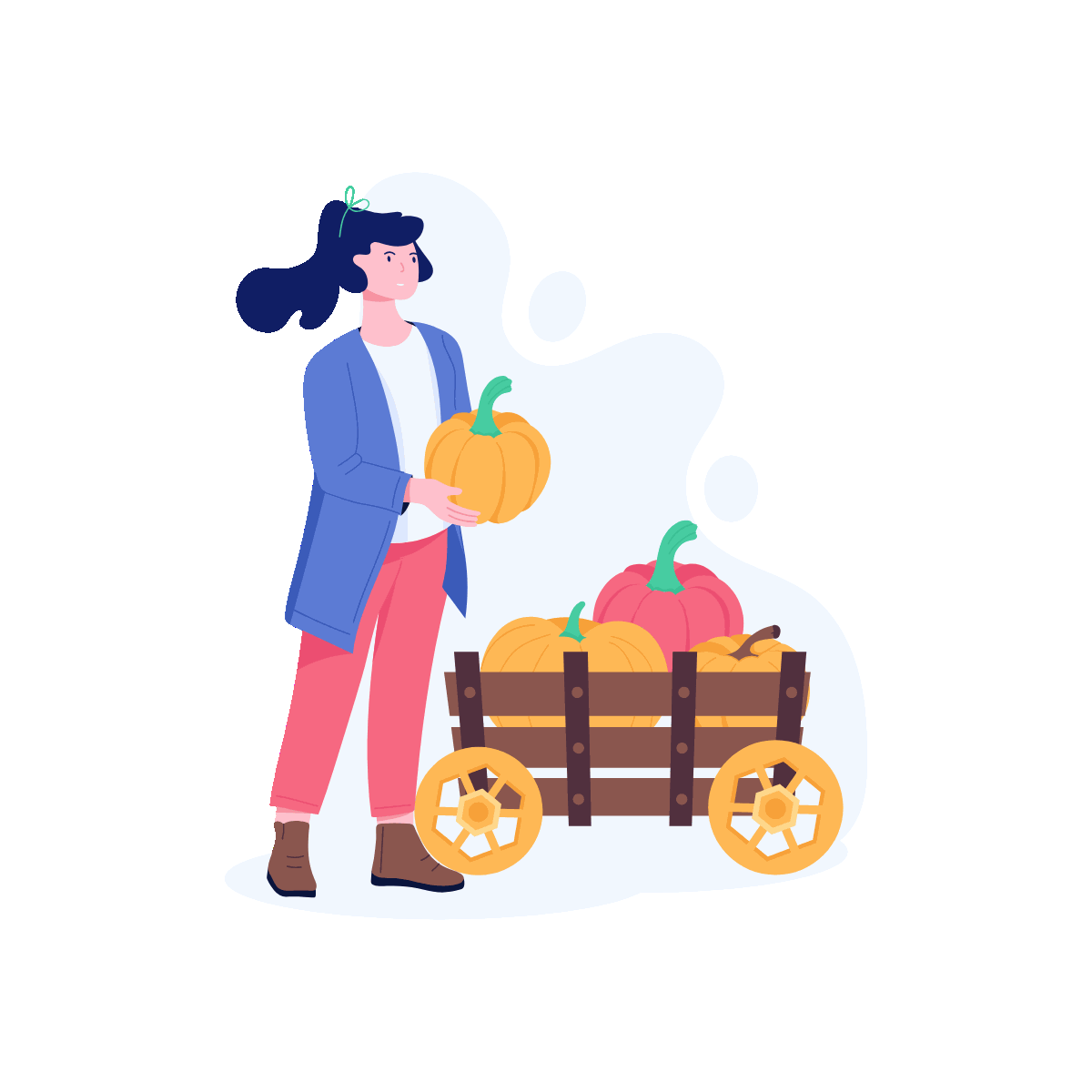 Pumpkin cart autumn harvest design