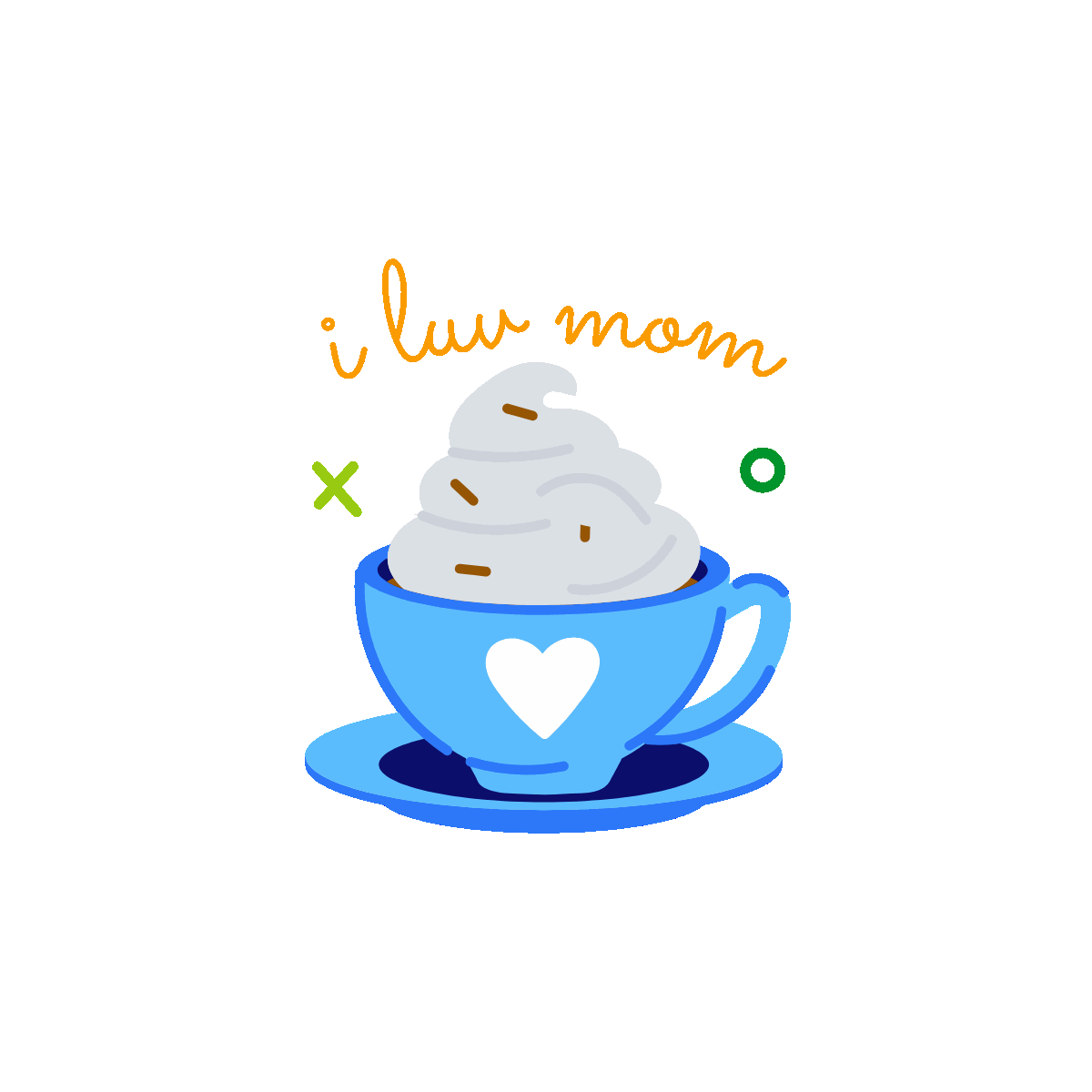 I Love Mom Cappuccino Flat Sticker