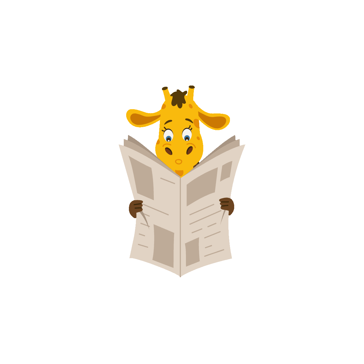 Animated Giraffe Reading a Newspaper