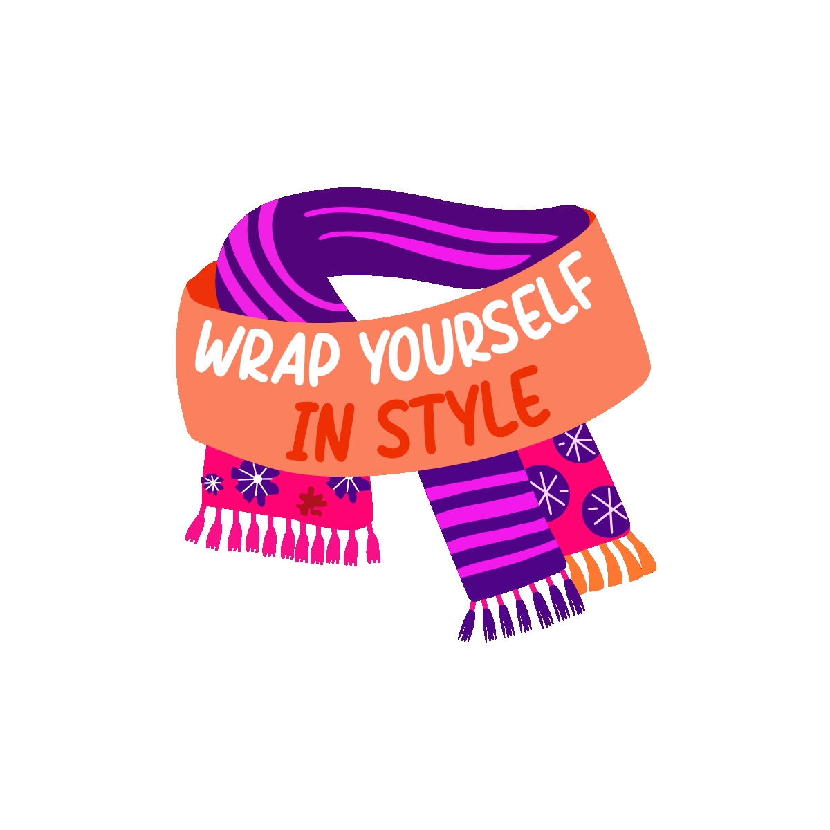 wrap yourself, , scarf, muffler, apparel, lettering, typography, quote, words, font, text, flat