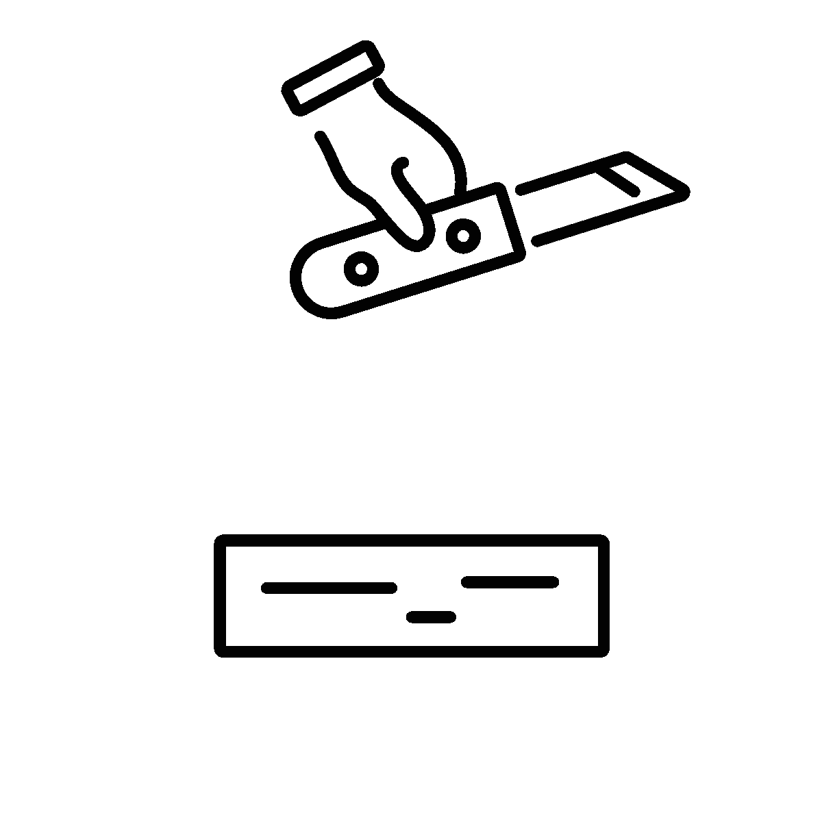 Animated icon of a marking knife tool