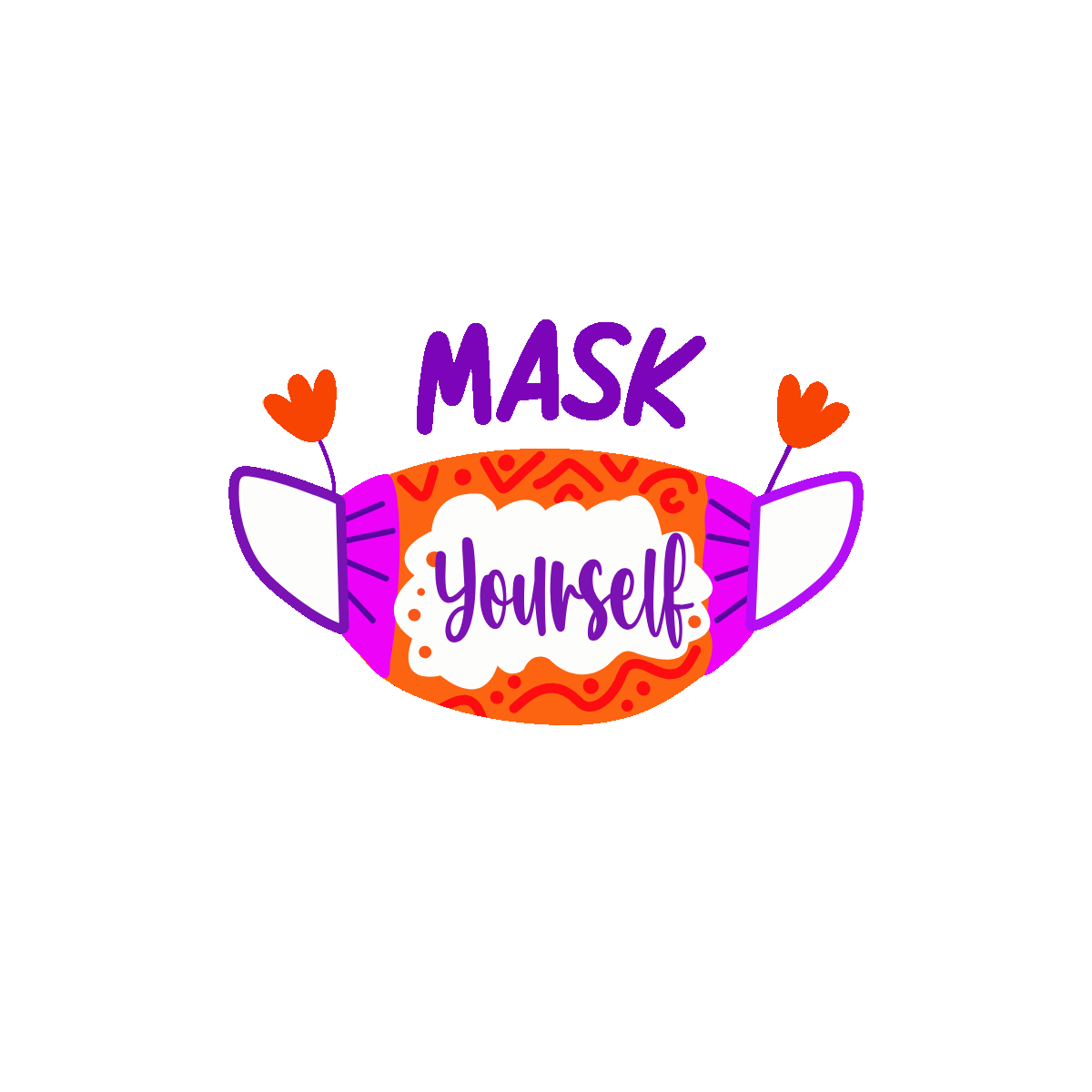 mask yourself, preaution, safety, slang, mask, lettering, typography, quote, words, font, text, flat