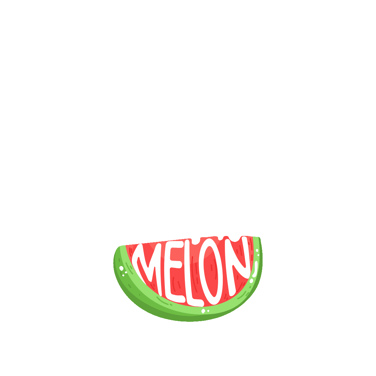Animated Flat Sticker of Watermelon Slice