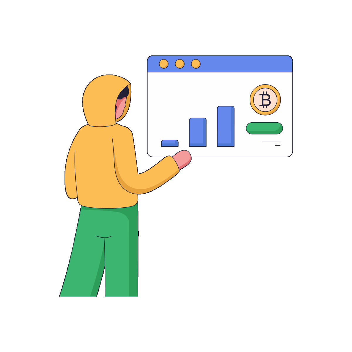 Flat Animated Crypto Chart Illustration