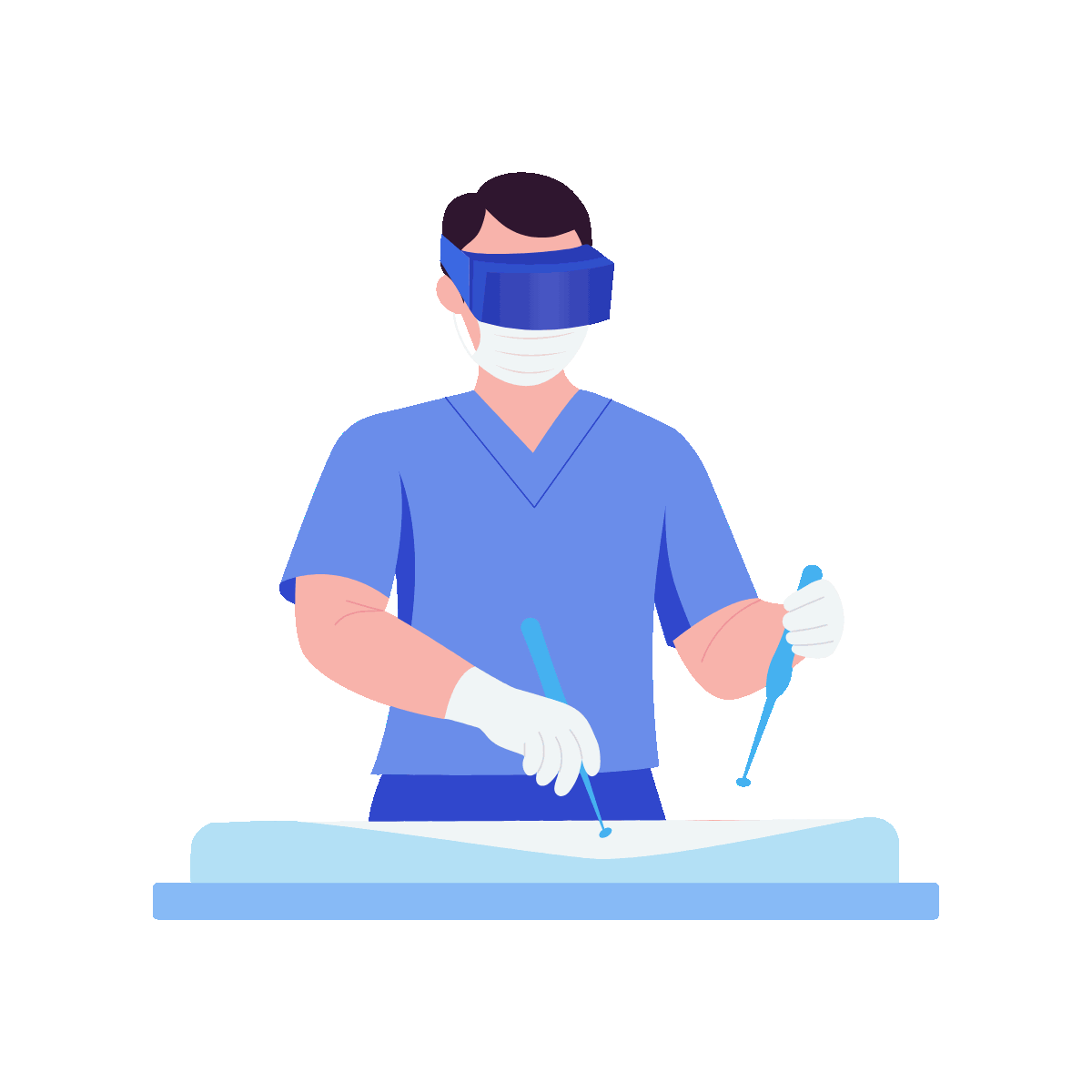 Surgeon Practice Flat Animated Illustration