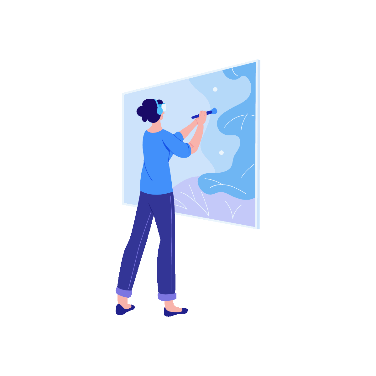 VR Painting Flat Animated Illustration