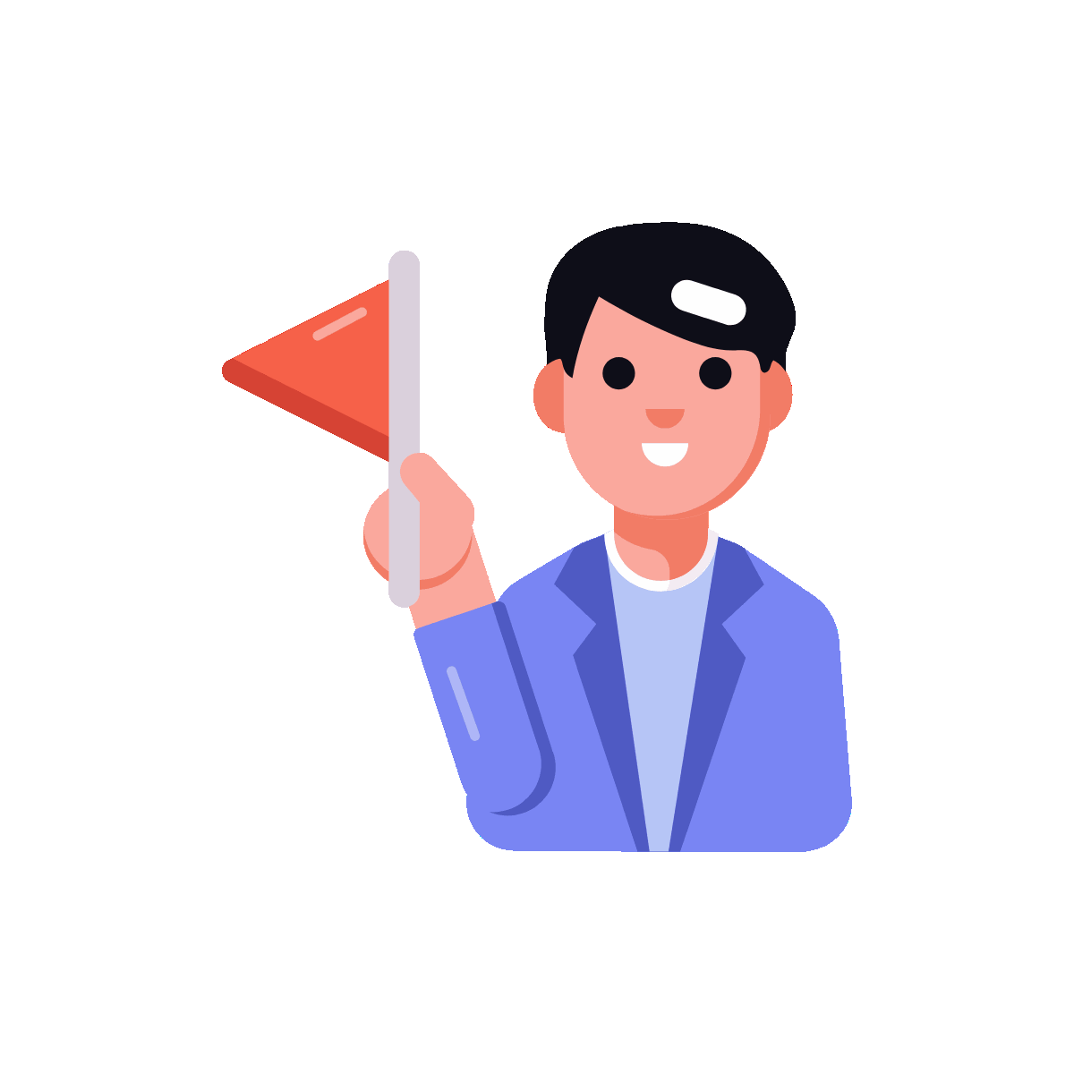 Flat animated icon of a success goal