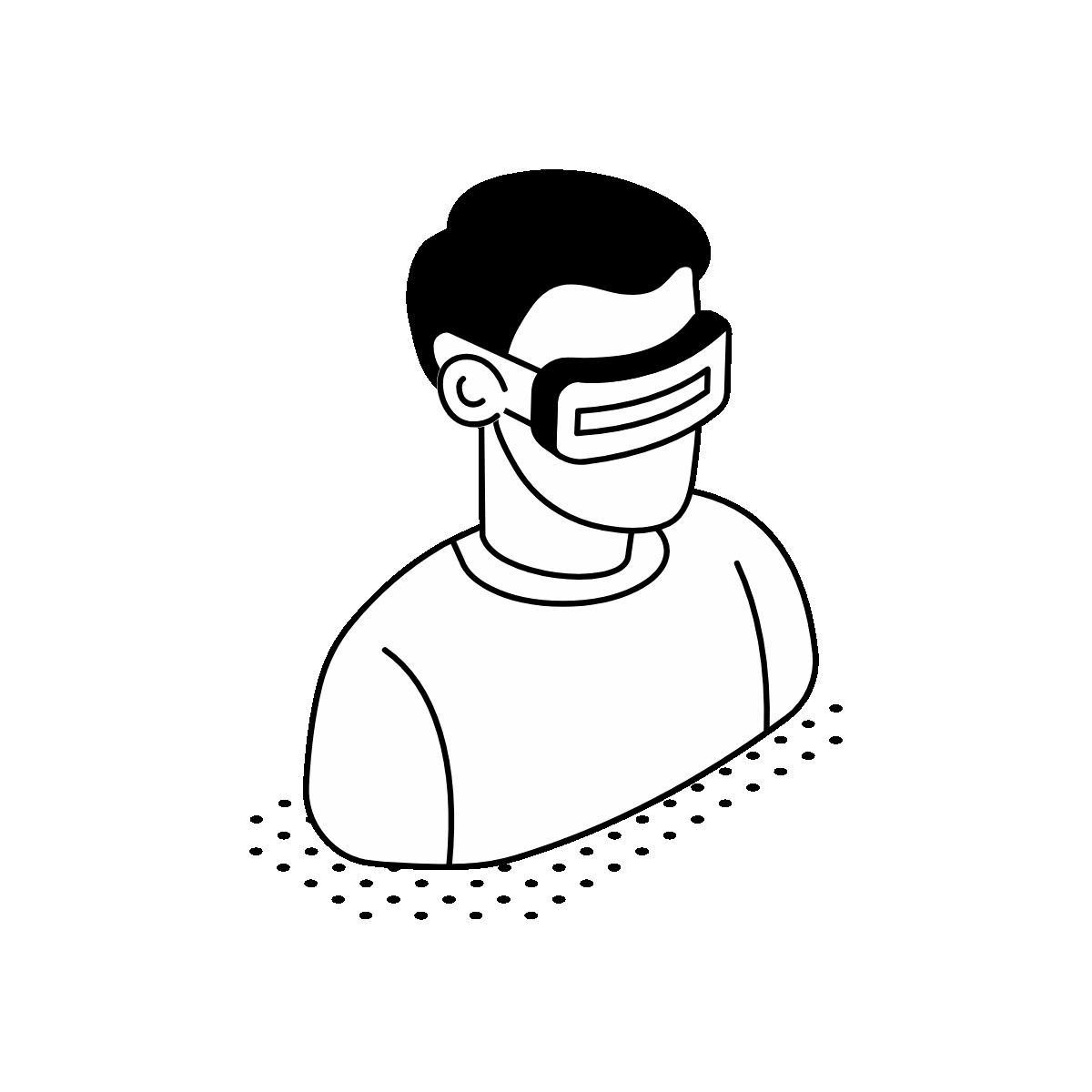 Person wears futuristic digital AR glasses.
