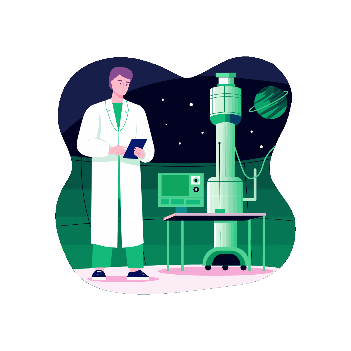 Space Scientist Research Illustration