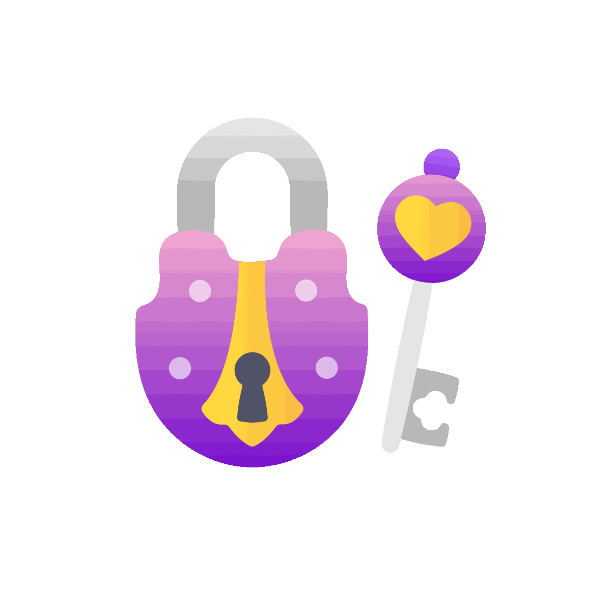 Flat Animated Romantic Love Lock Icon