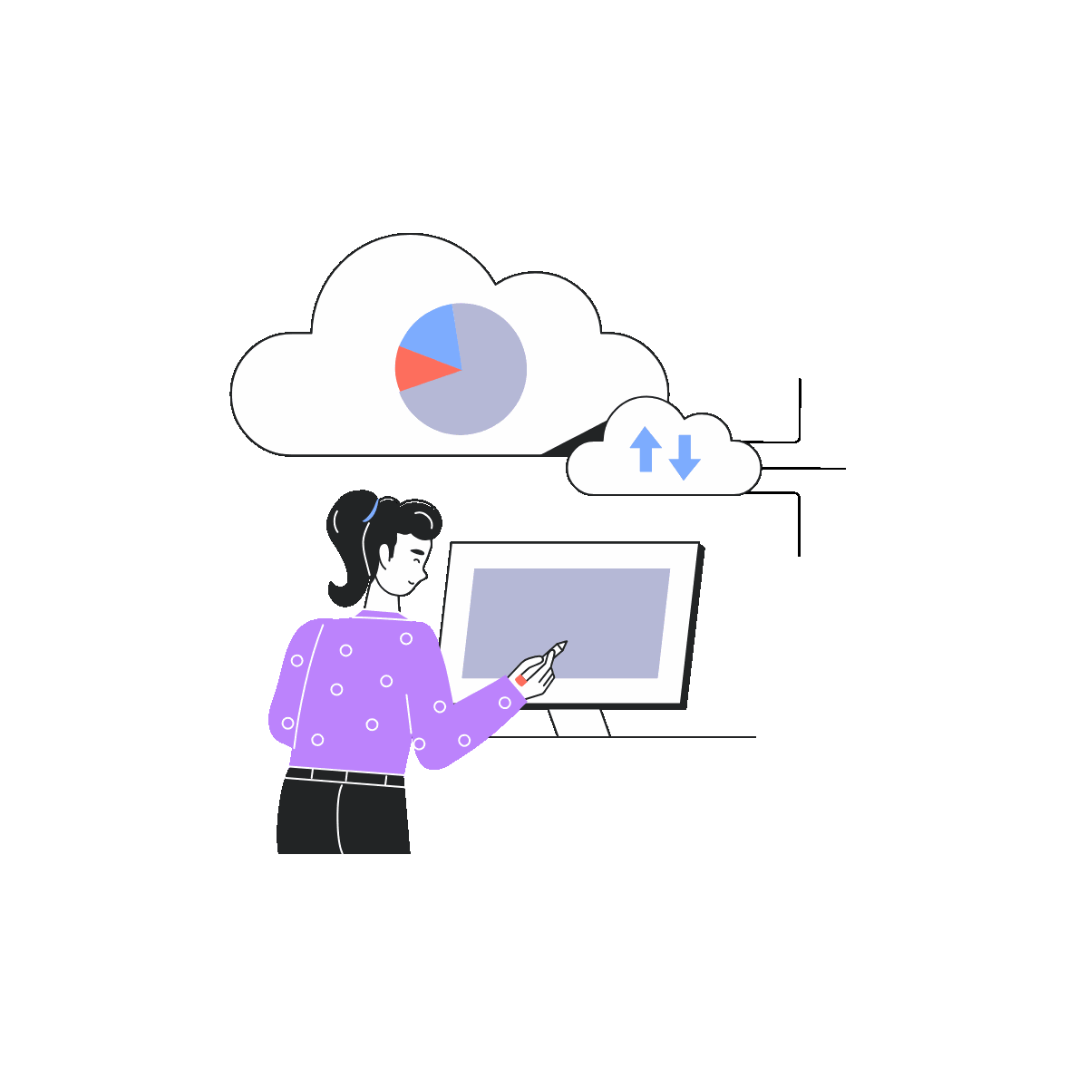 Cloud Analysis Linear Animated Illustration