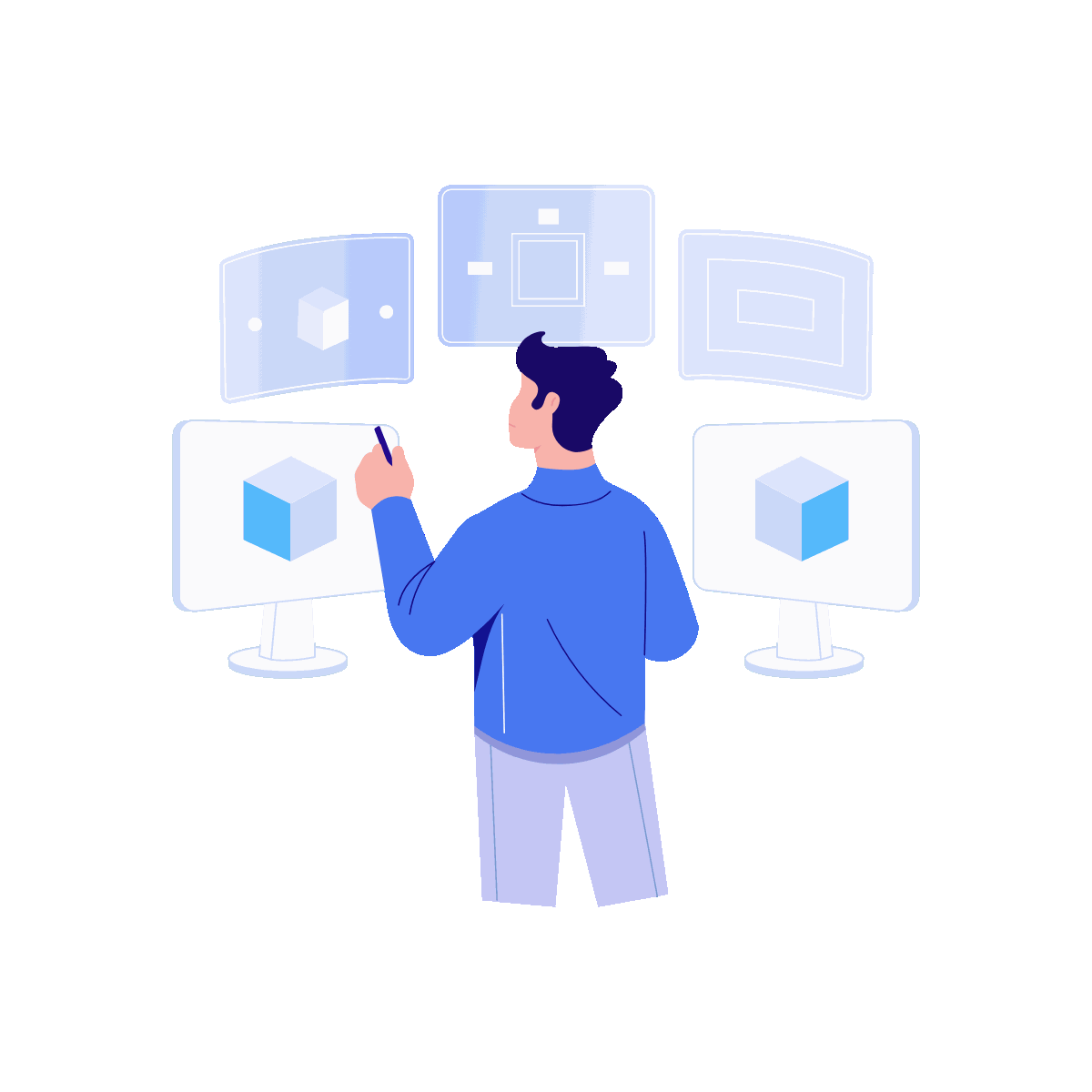 VR Interface Flat Animated Illustration
