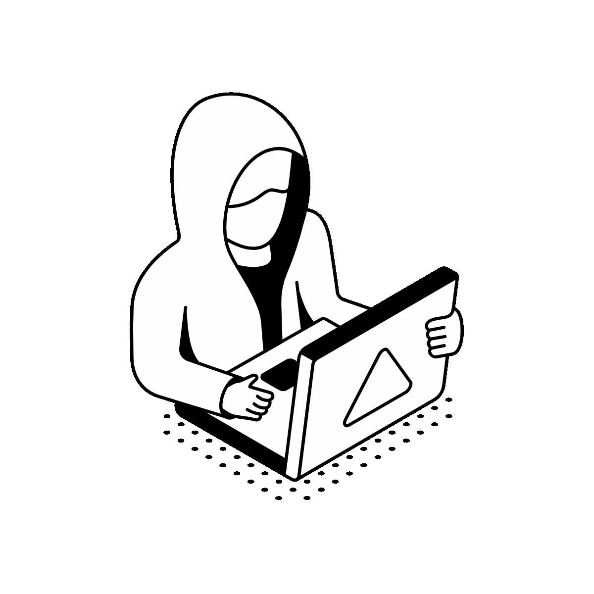 Anonymous Hooded Online User with Laptop
