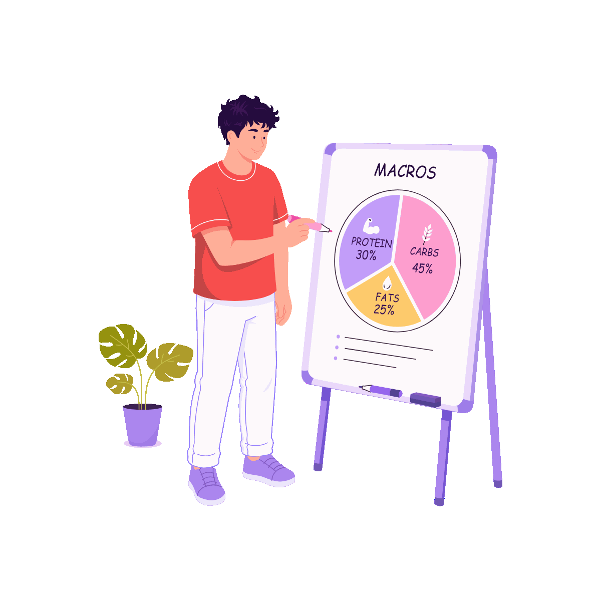 Man presenting a nutrition chart on a board