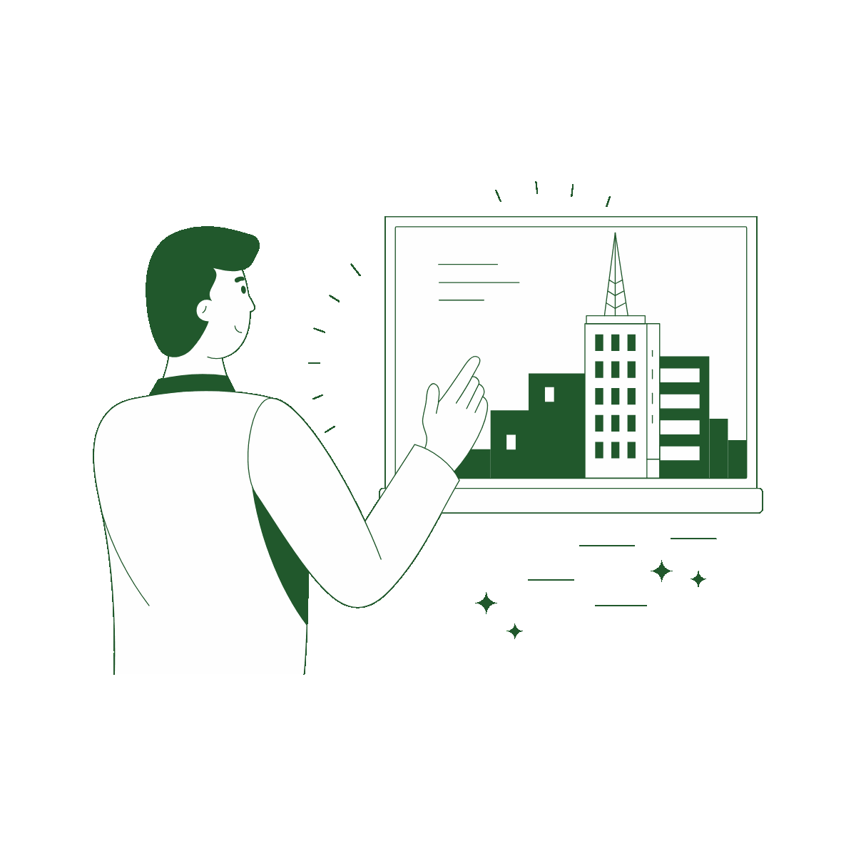 City Model Drawing Style Illustration