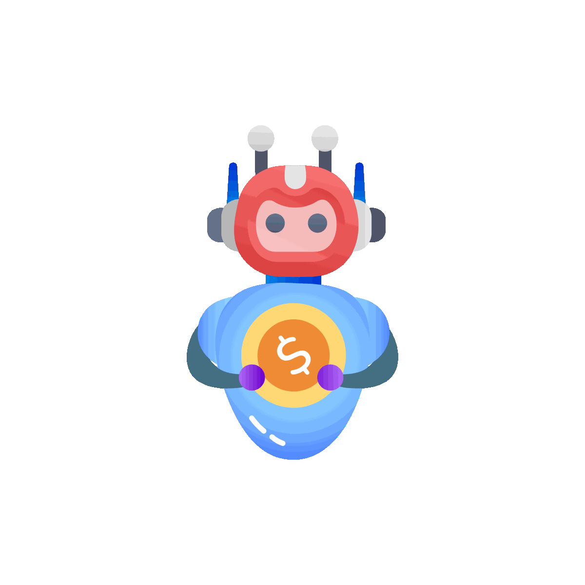 Animated Flat Trading Robot Icon Design