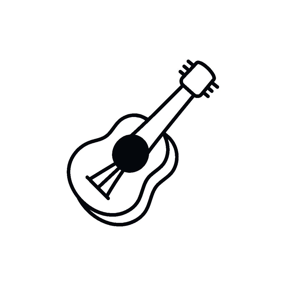 Animated acoustic guitar with music notes