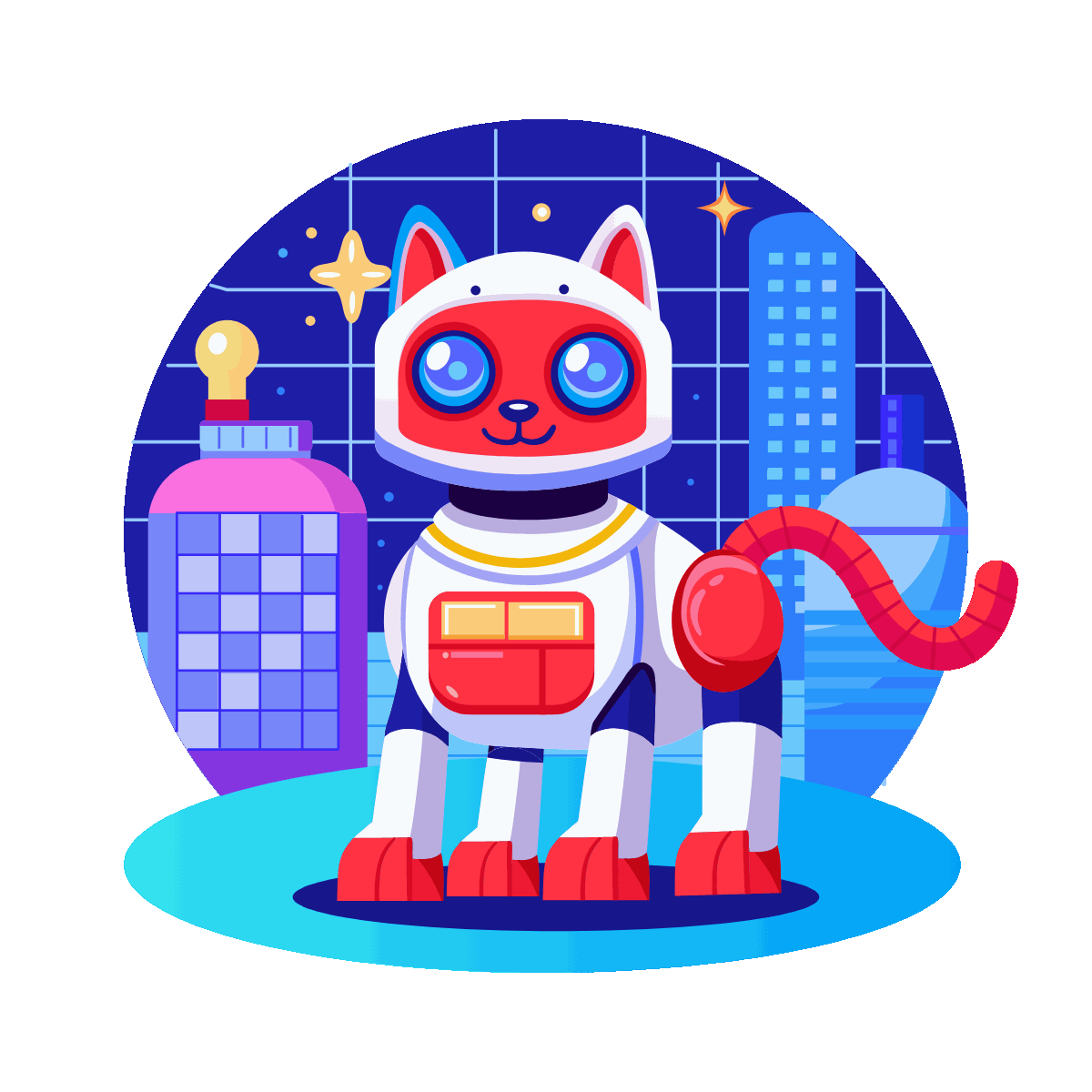 Flat Animated AI Camera Illustration