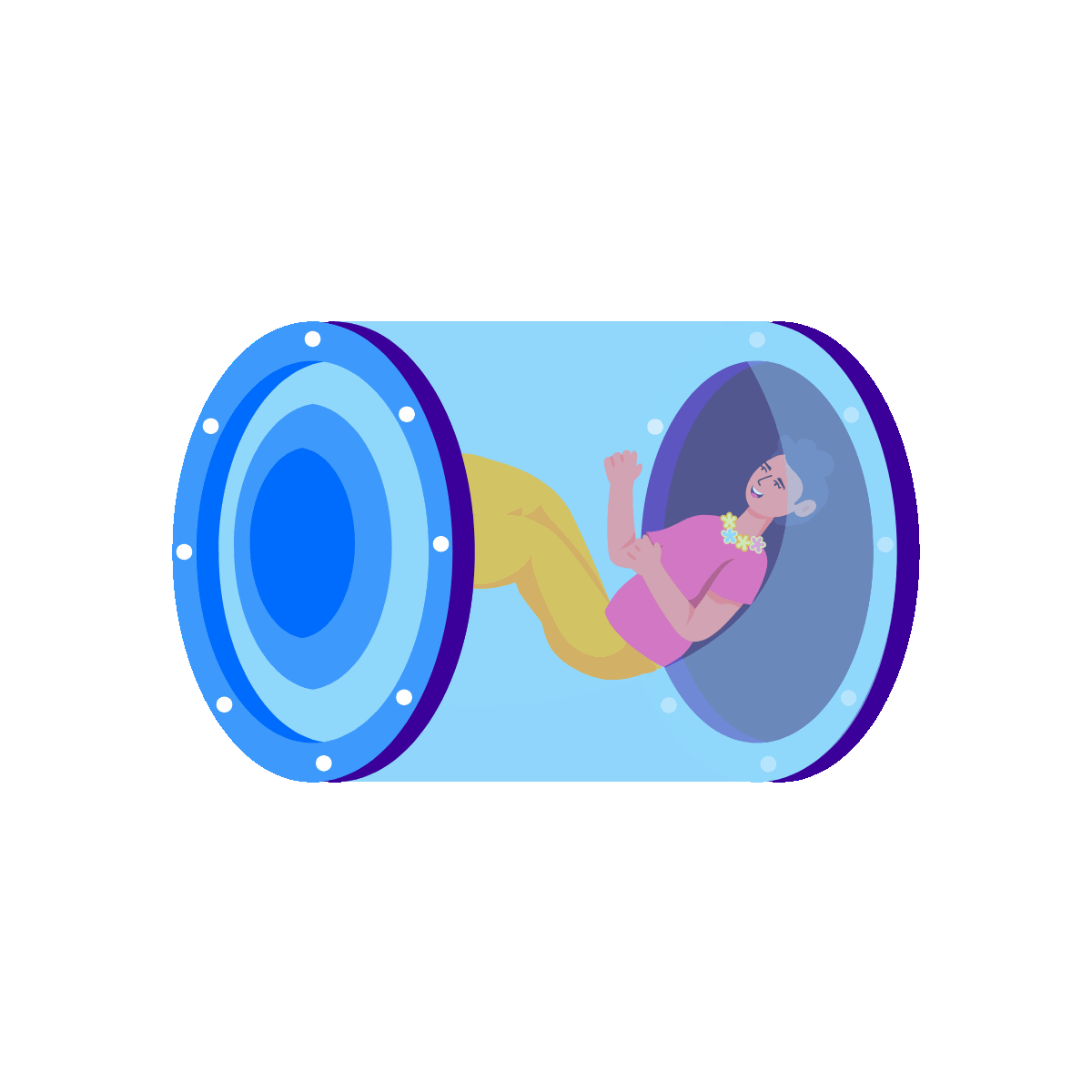 Person Walking Through a Future Portal