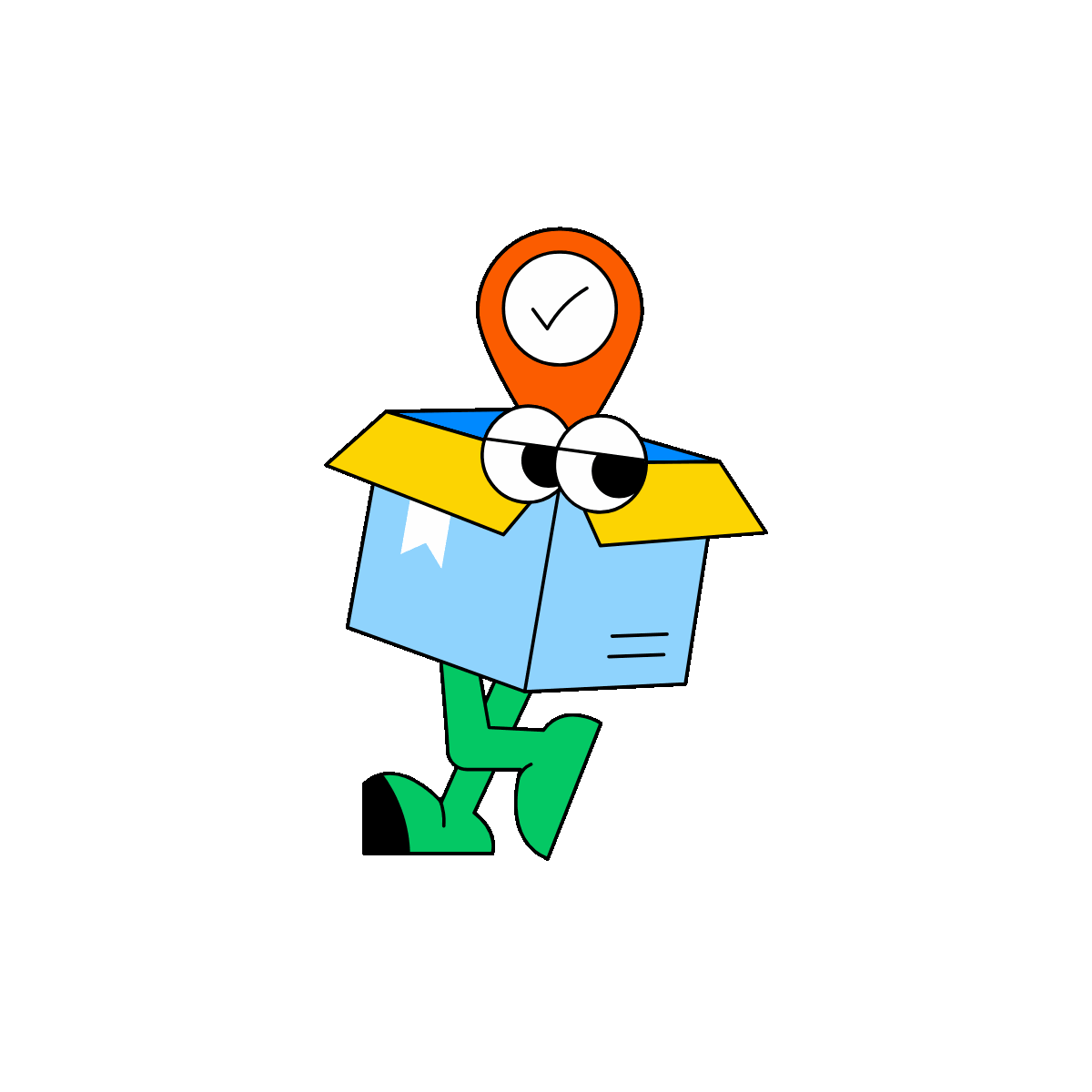 Animated package with delivery tracking