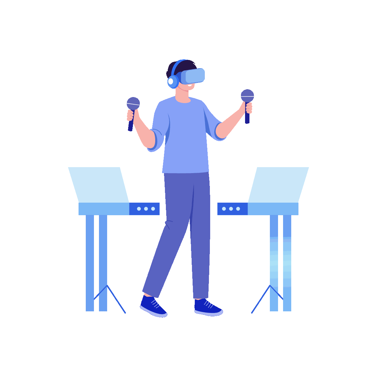 VR Music Flat Animated Illustration Design