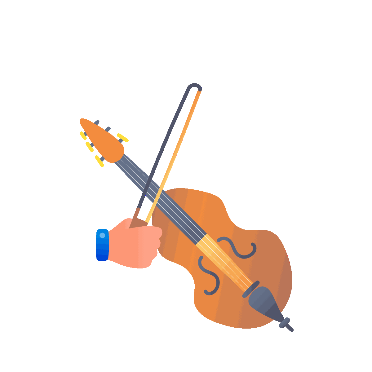 Flat Animated Violin Music Icon Design