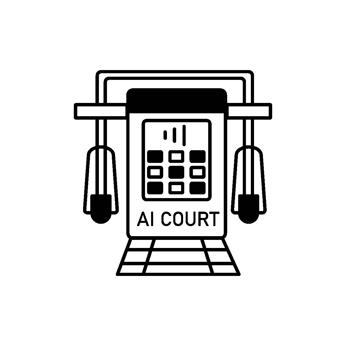 Line-Style Futuristic AI Court Icon