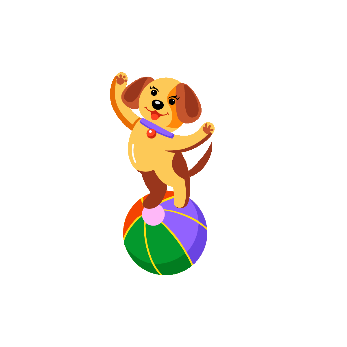 Animated Dog Balancing on a Large Ball