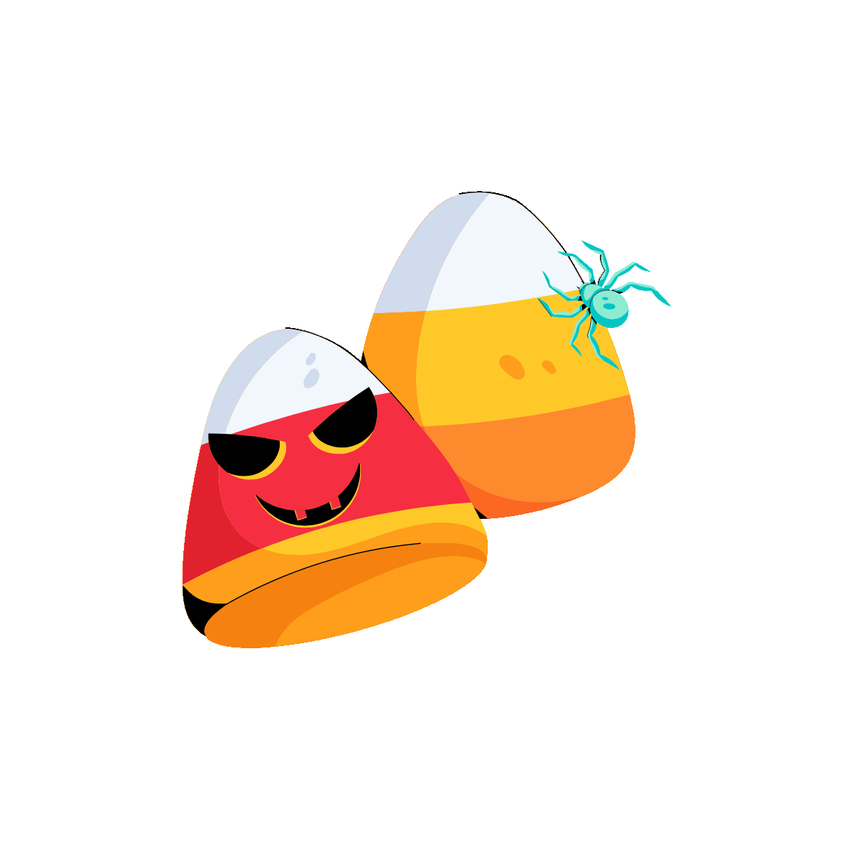 Get a spooky flat icon of Halloween corns