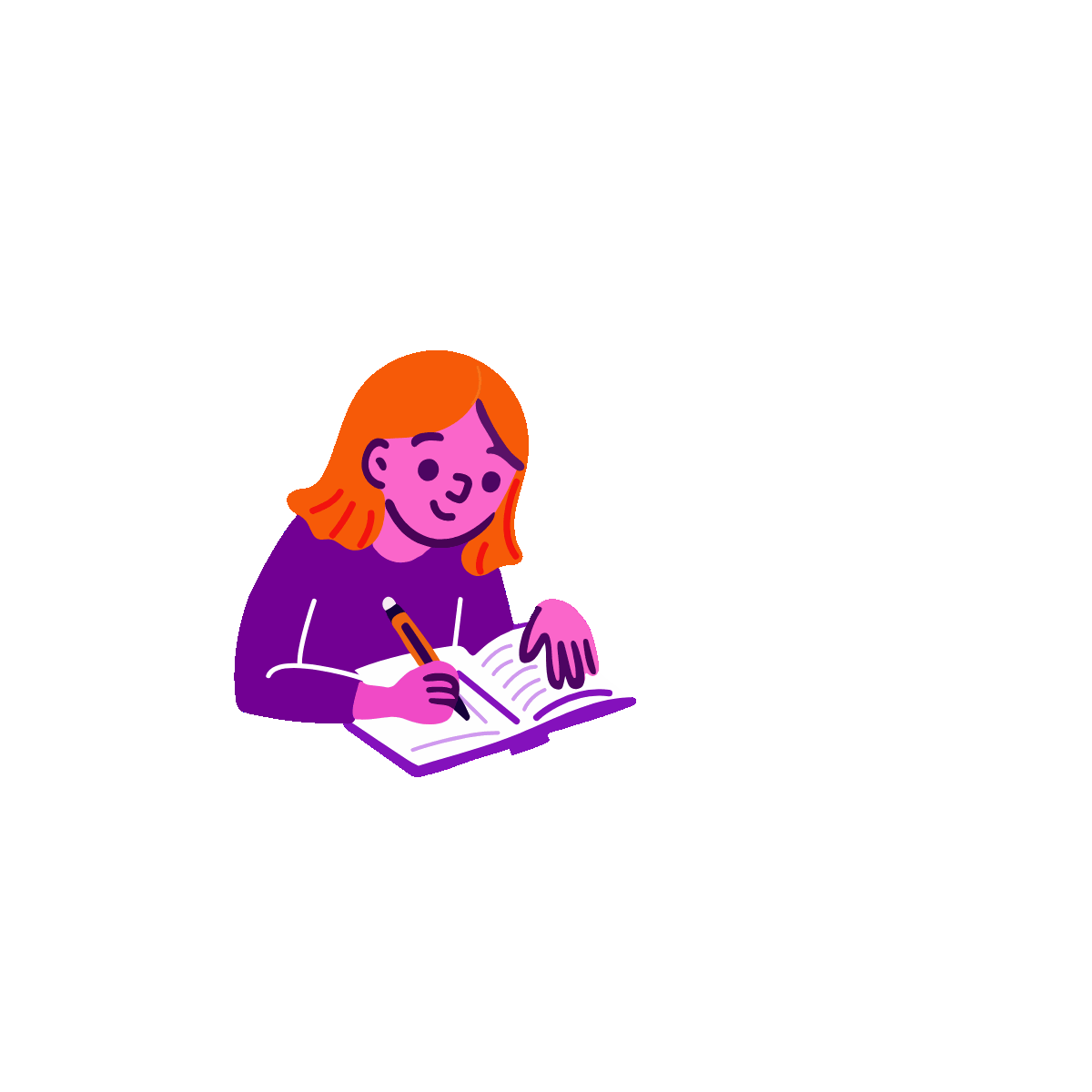 write story, story, girl, diary, hobby, lettering, typography, quote, words, font, text, flat